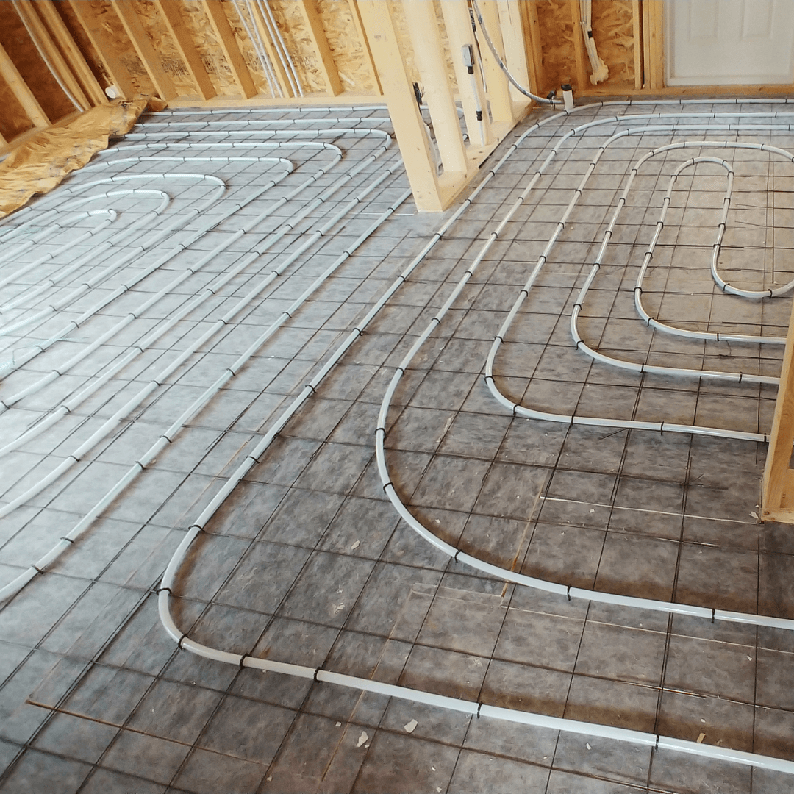 Installation d'un plancher chauffant.
